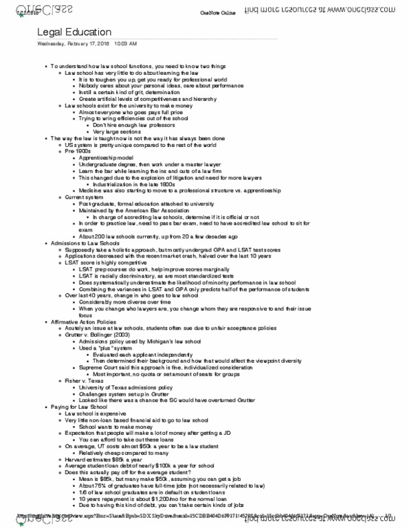 PSCI 4396 Lecture Notes - Lecture 9: Law School Admission Test, Grutter V. Bollinger, Microsoft Onenote thumbnail