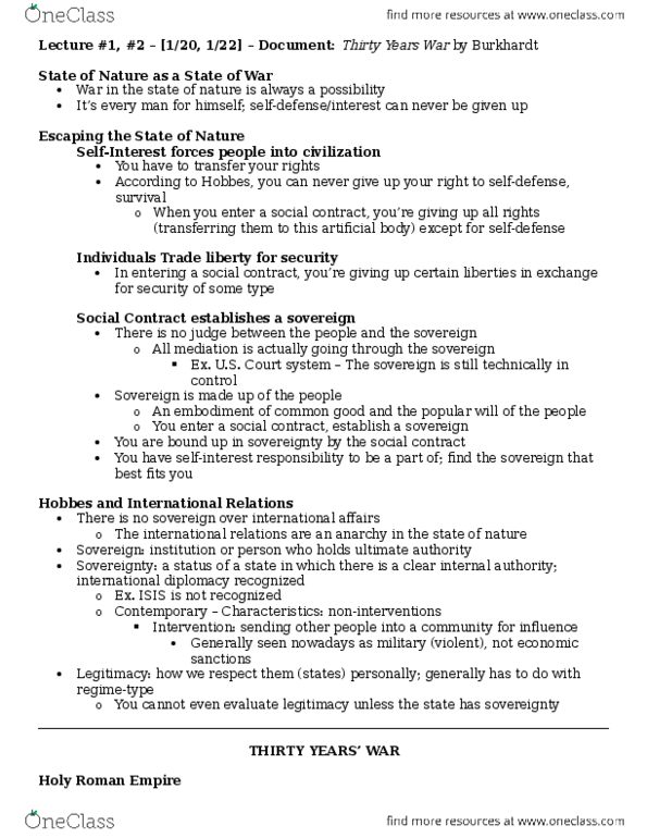 PSC 3315 Lecture Notes - Lecture 1: Counter-Reformation, Cuius Regio, Eius Religio, Collective Security thumbnail