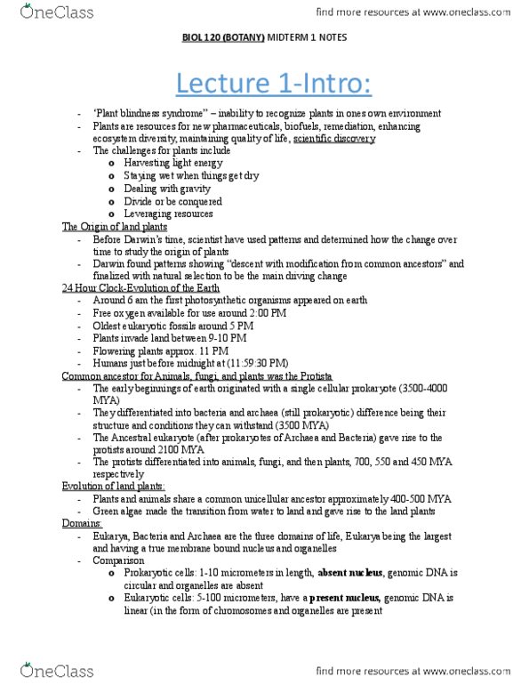 BIOL120 Lecture Notes - Lecture 3: Green Algae, Li Shizhen, Brown Algae thumbnail