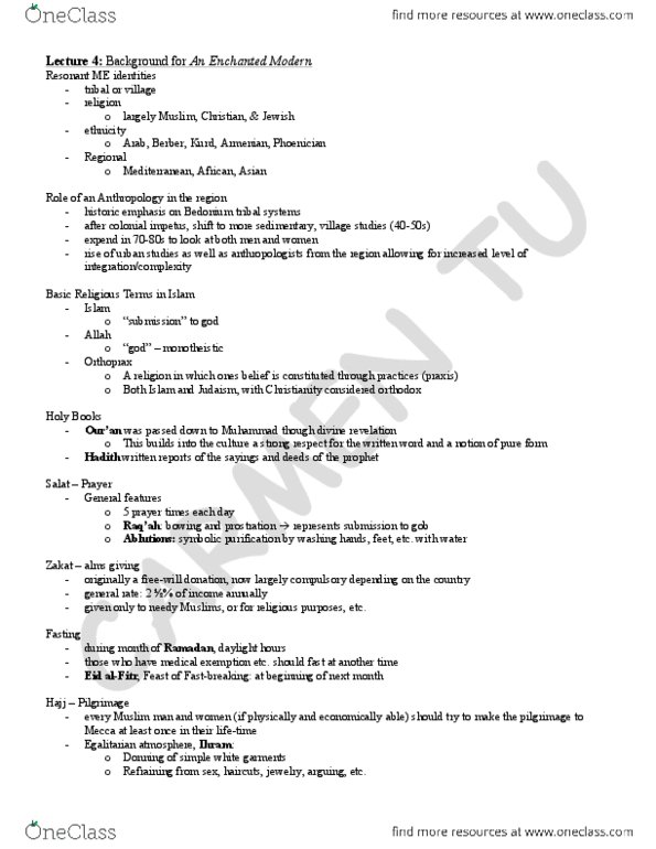 ANT204H1 Lecture Notes - Lecture 4: Nomad, Hanbali, Ihram thumbnail