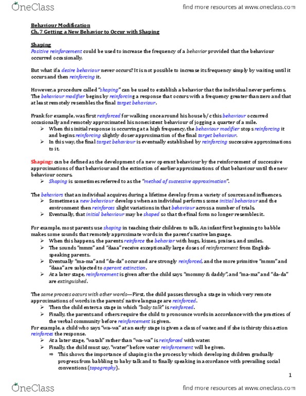 PSYB45H3 Chapter Notes - Chapter 7: Reinforcement, Baby Talk, Multiple Sclerosis thumbnail