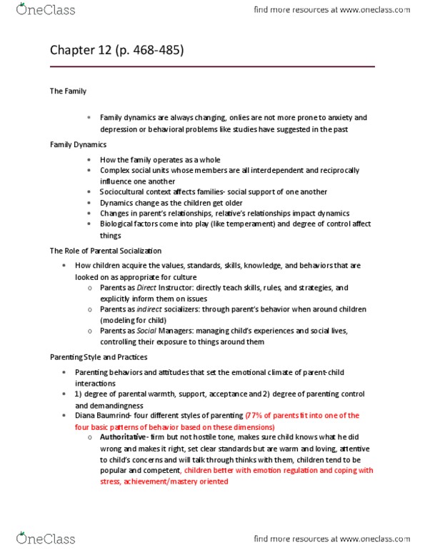 PSY 0310 Lecture Notes - Lecture 7: Diana Baumrind, Sibling Relationship, Demography Of The United States thumbnail