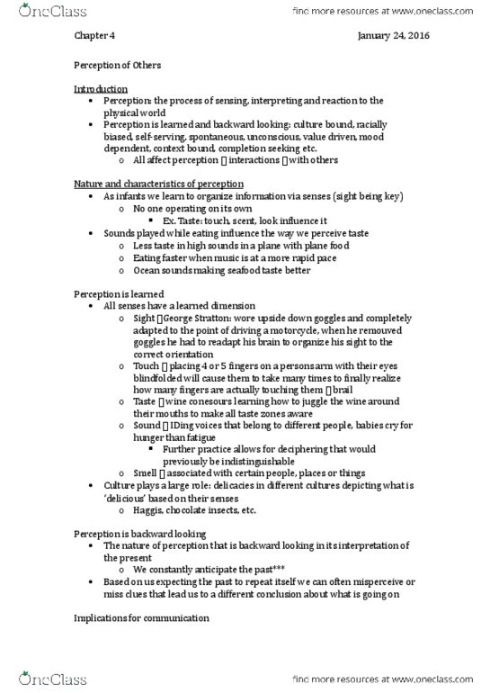 CMN 1148 Chapter Notes - Chapter 3: Selective Perception, Plastic Surgery, Brail thumbnail