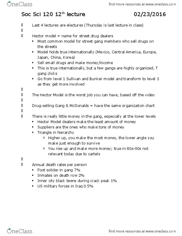 SOC SCI 120 Lecture Notes - Lecture 12: Anabolic Steroid, Hydromorphone, Oxycodone thumbnail