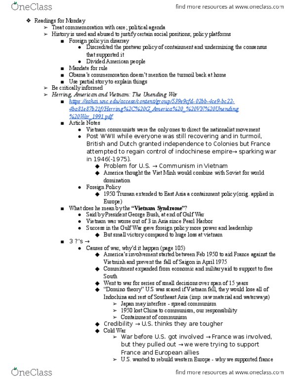 GEOG 64 Lecture Notes - Lecture 2: Unending, Domino Theory, Guerrilla Warfare thumbnail