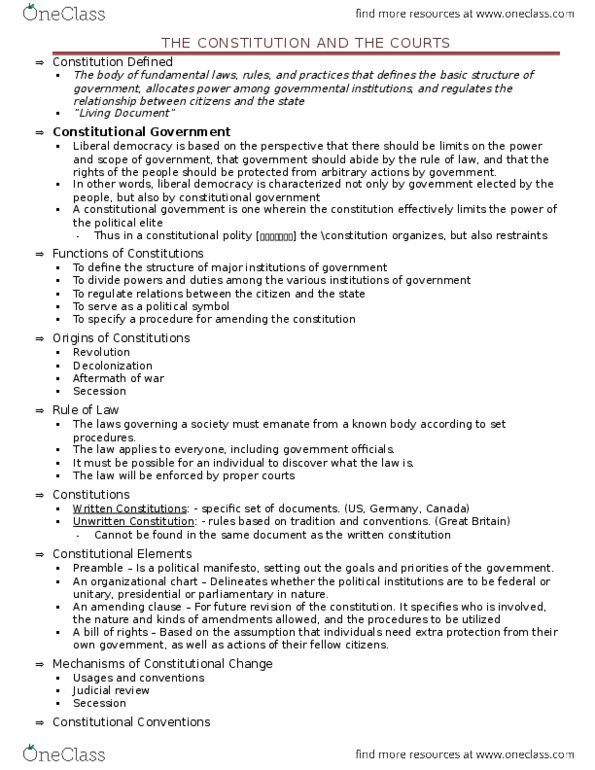 POL 100 Lecture Notes - Lecture 6: Constitution Act, 1982, Liberal Democracy, Organizational Chart thumbnail