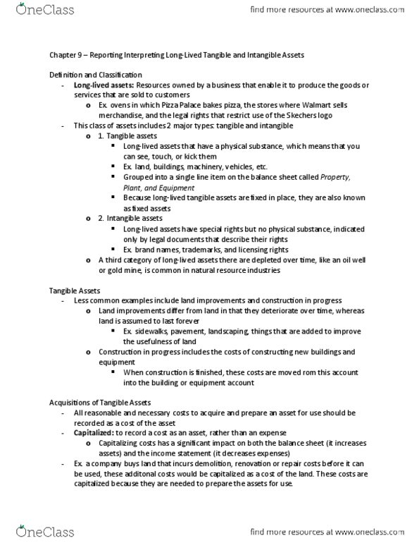 ARBUS102 Chapter Notes - Chapter 9: Cedar Fair, Asset, Intangible Asset thumbnail