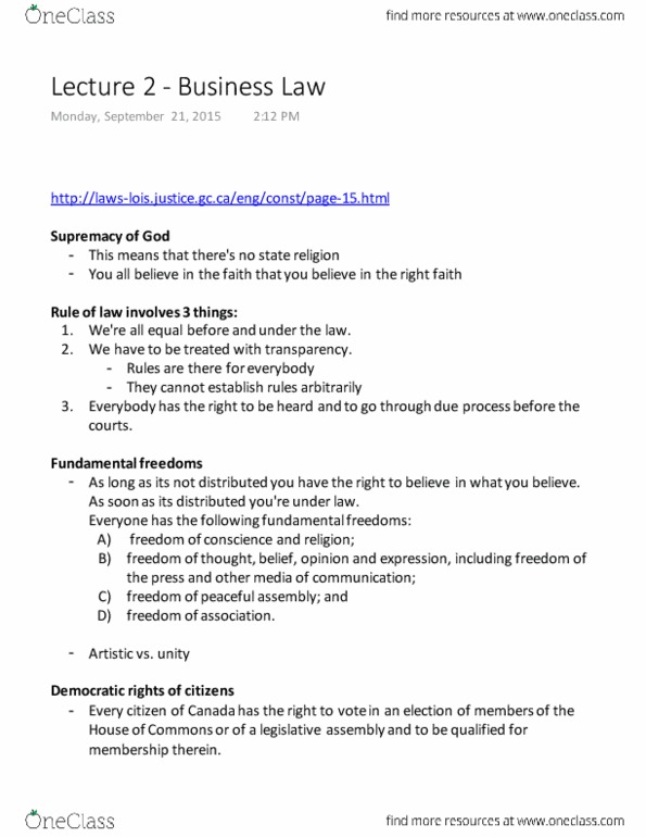 ADM 3360 Lecture Notes - Lecture 2: Canadian Charter Of Rights And Freedoms, Affirmative Action, Canadian Firearms Registry thumbnail
