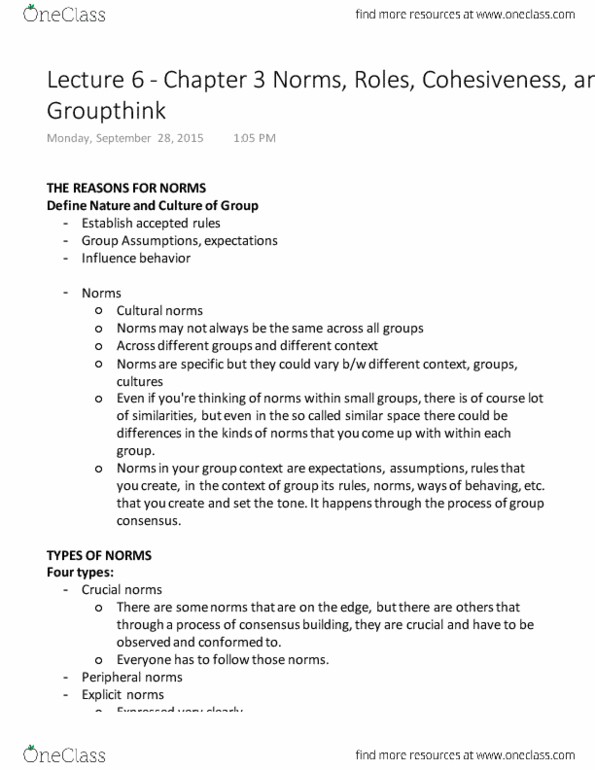 CMN 3138 Lecture Notes - Lecture 6: Groupthink, Division Of Property, Pitch Shift thumbnail