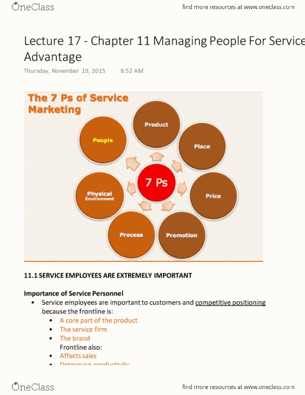 ADM 3322 Lecture 17: Chapter 11 Managing People For Service Advantage thumbnail
