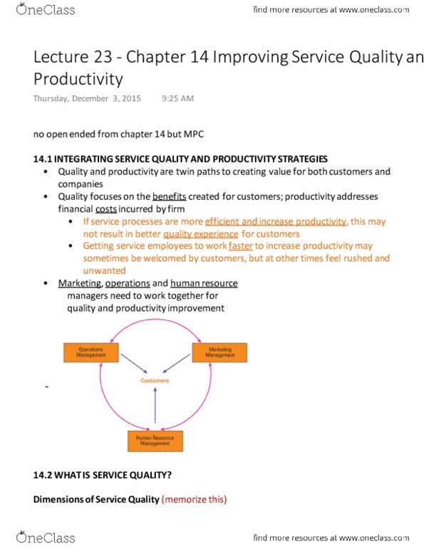 ADM 3322 Lecture 23: Chapter 14 Improving Service Quality and Productivity thumbnail