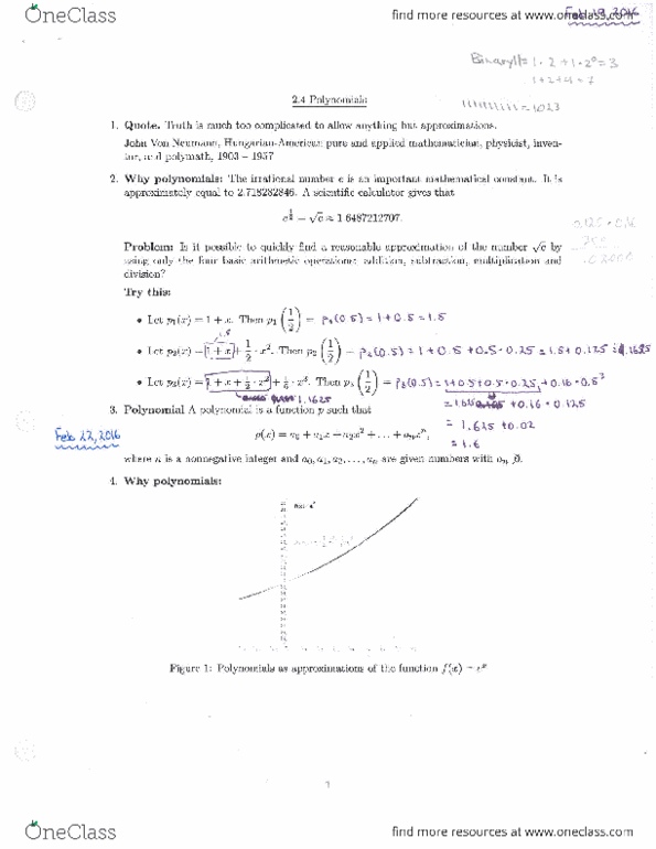 MATH 100 Lecture Notes - Lecture 10: John Von Neumann, Mathematical Constant, Azo Compound thumbnail