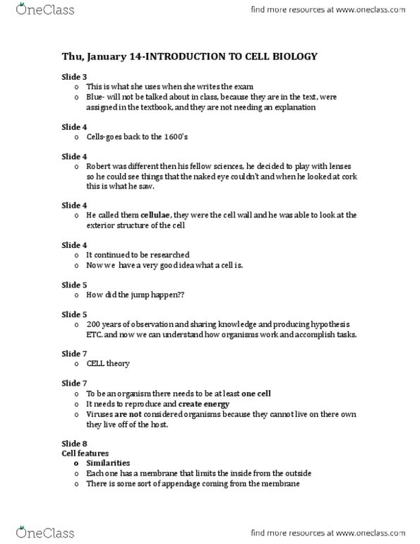 BIO 1140 Lecture Notes - Lecture 5: So Small, Blackboard, Plant Cell thumbnail