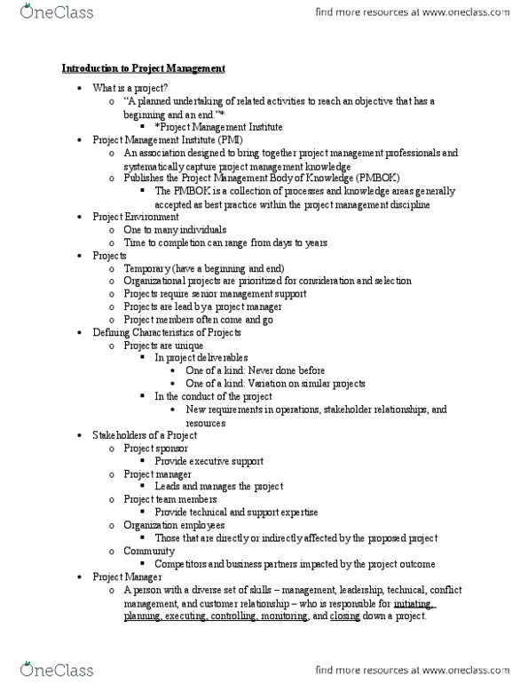 MIS 340 Lecture 3: Introduction to Project Management thumbnail