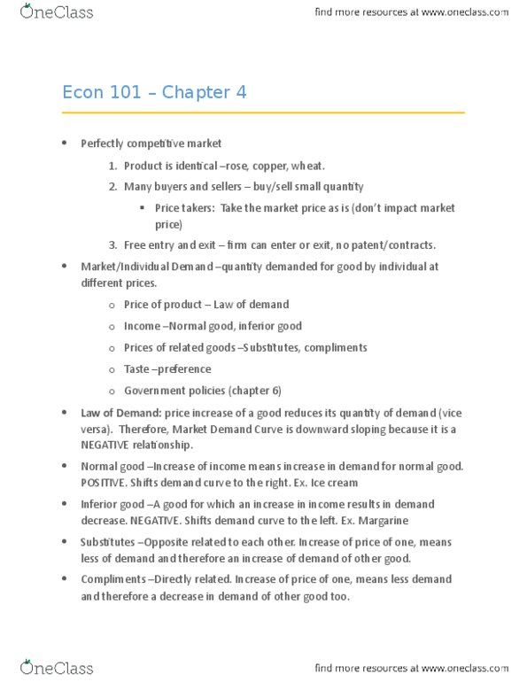 ECON-101 Lecture Notes - Lecture 4: Demand Curve, Normal Good, Inferior Good thumbnail