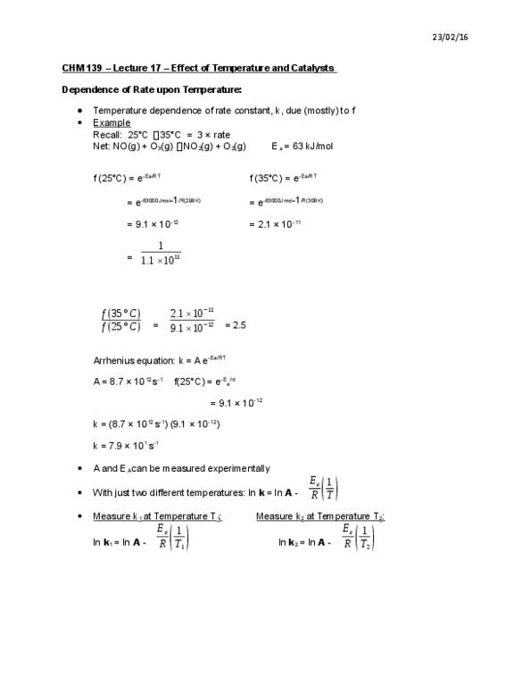 CHM135H1 Lecture Notes - Lecture 17: Reaction Rate Constant, Reaction Mechanism, Chlorofluorocarbon thumbnail
