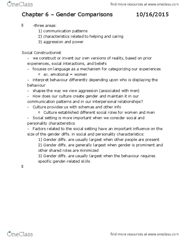 PSYC 3480 Chapter Notes - Chapter 6-10: Nonverbal Communication, Relational Aggression, Temporary Assistance For Needy Families thumbnail