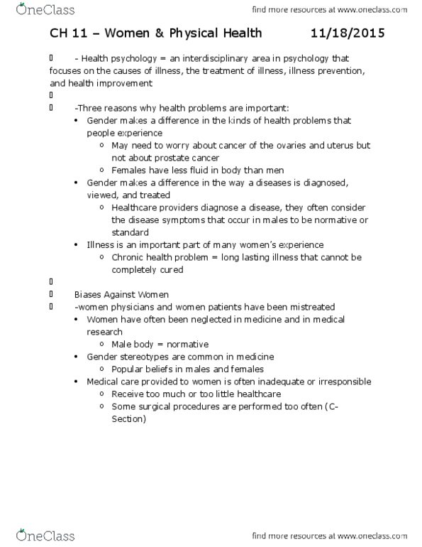 PSYC 3480 Chapter Notes - Chapter 11-15: Female Genital Mutilation, Hiv, Anorexia Nervosa thumbnail