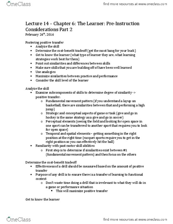 KP161 Lecture Notes - Lecture 14: Motor Skill, Comparator, Virtual Reality thumbnail