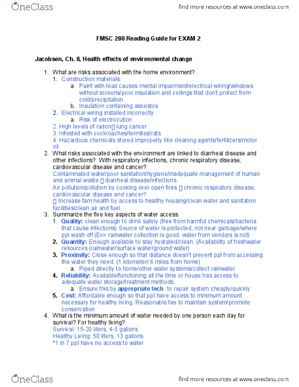 FMSC 280 Chapter Notes - Chapter 10-15: Internally Displaced Person, Chronic Respiratory Disease, Indoor Residual Spraying thumbnail