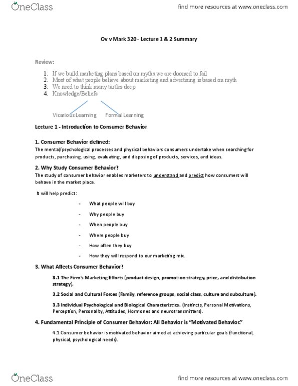 MARK312 Lecture Notes - Lecture 1: Mythbusters, Subliminal Stimuli, Consumer Behaviour thumbnail