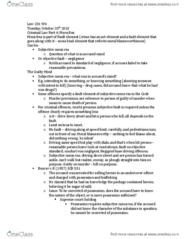 LAW 142 Lecture Notes - Lecture 6: Human Frailty, Reasonable Person, Sodium Bicarbonate thumbnail