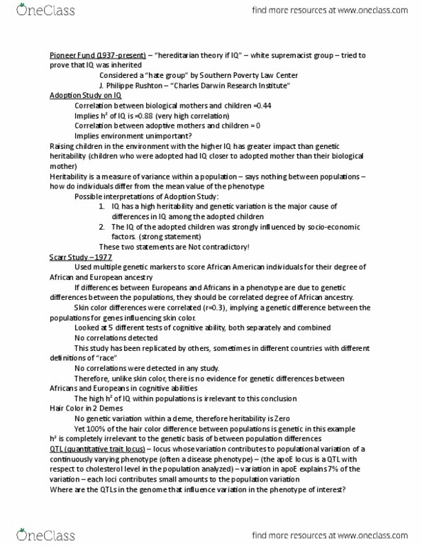 L41 BIOL 2970 Lecture Notes - Lecture 34: Genetic Recombination, Quantitative Trait Locus, Statistical Power thumbnail