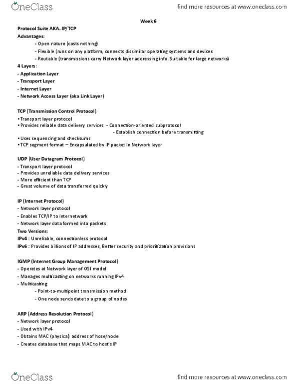 ITM 301 Lecture Notes - Lecture 4: Operating System, Internet Control Message Protocol Version 6, Telnet thumbnail