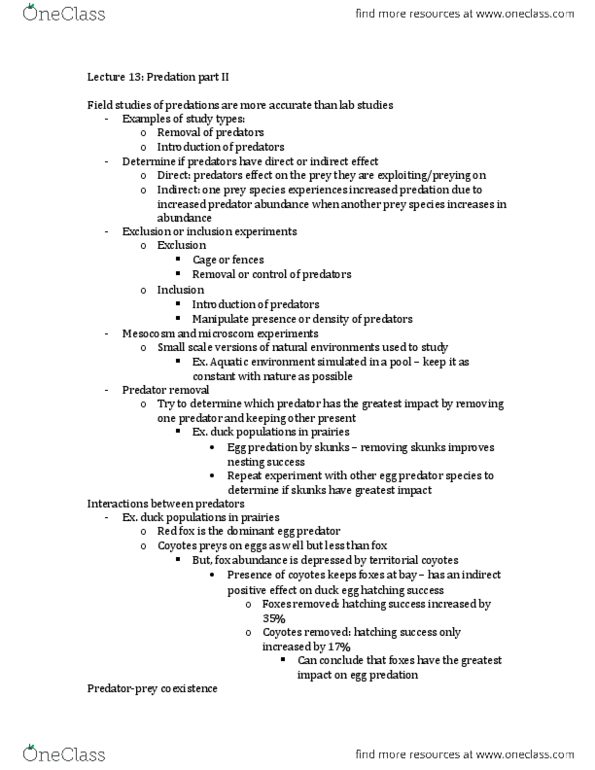 BIOL 2060 Lecture Notes - Lecture 13: Sea Urchin, Herbivore, Human Hunting thumbnail