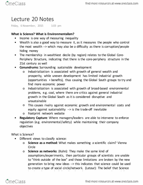 GEOG 121 Lecture Notes - Lecture 20: David Suzuki, Environmentalism, Justice Of The Peace thumbnail