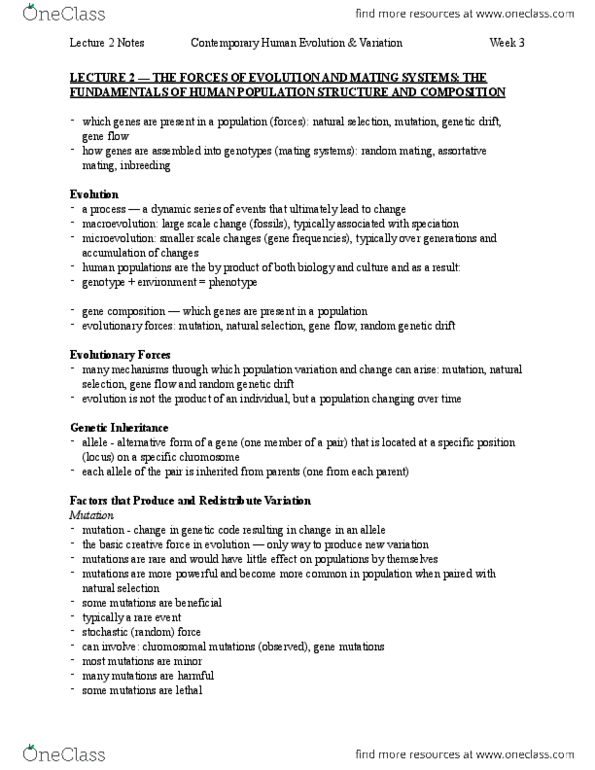 HLTB20H3 Lecture Notes - Lecture 2: Genetic Drift, Consanguinity, Point Mutation thumbnail