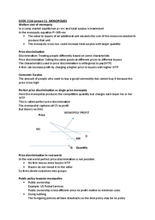 ECON 1116 Lecture Notes - Lecture 11: State Ownership, Profit Motive, Demand Curve thumbnail