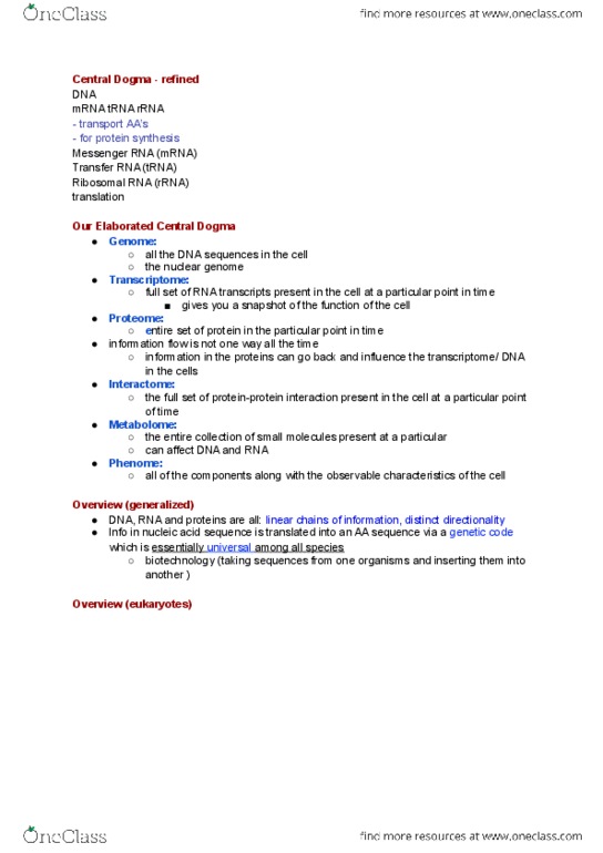 BIO130H1 Lecture Notes - Lecture 2: Nucleic Acid Nomenclature, Deoxyribose, Adenine thumbnail