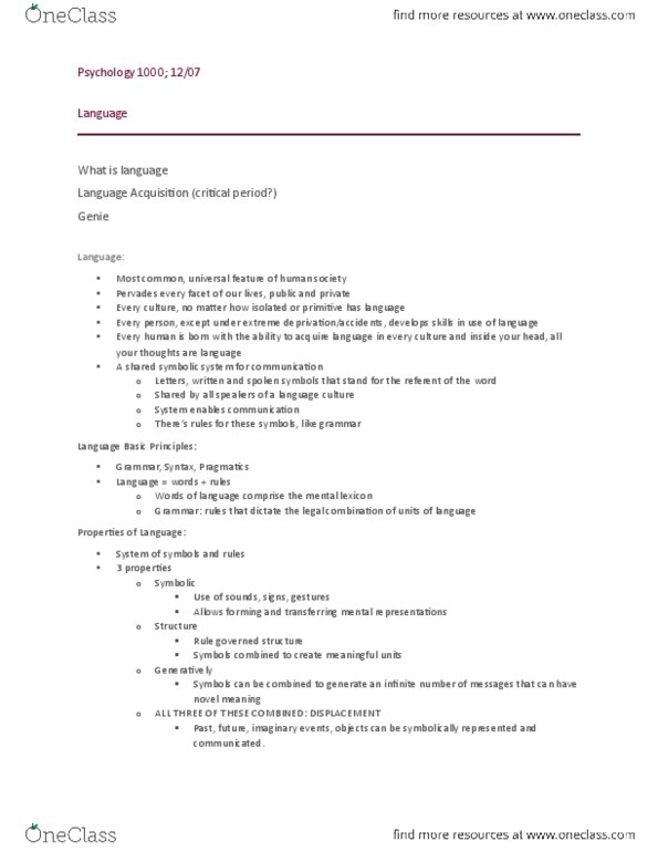 Psychology 1000 Lecture Notes - Lecture 20: Sarcasm, Pragmatics thumbnail