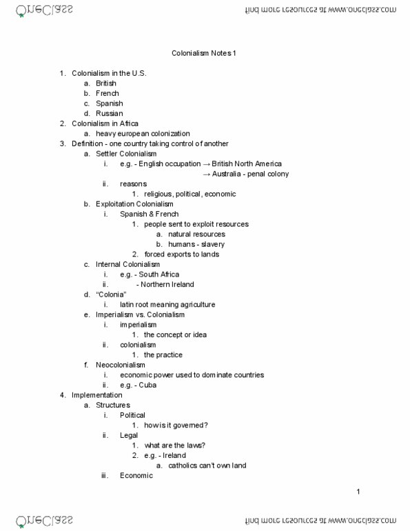 HI 360 Lecture Notes - Lecture 1: Northern Ireland, Neocolonialism, Ethnocentrism thumbnail