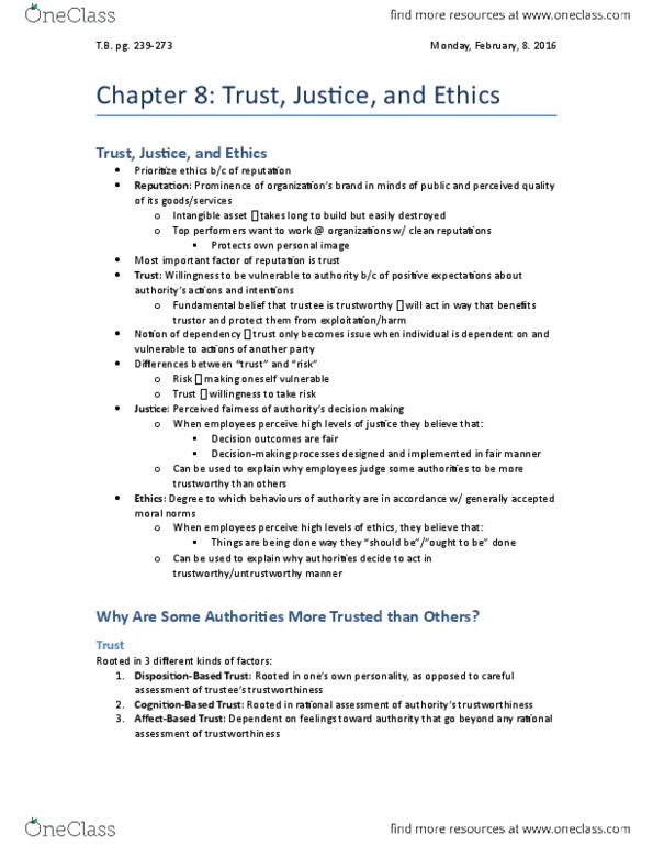 Management and Organizational Studies 2181A/B Chapter Notes - Chapter 8: Deontological Ethics, Quid Pro Quo, Corporate Social Responsibility thumbnail