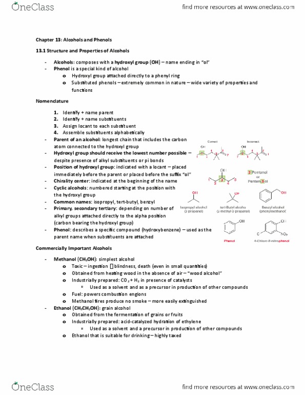 CHEM 2OB3 Chapter Notes - Chapter 13: Tosyl, Alkoxy Group, Mercury(Ii) Sulfate thumbnail