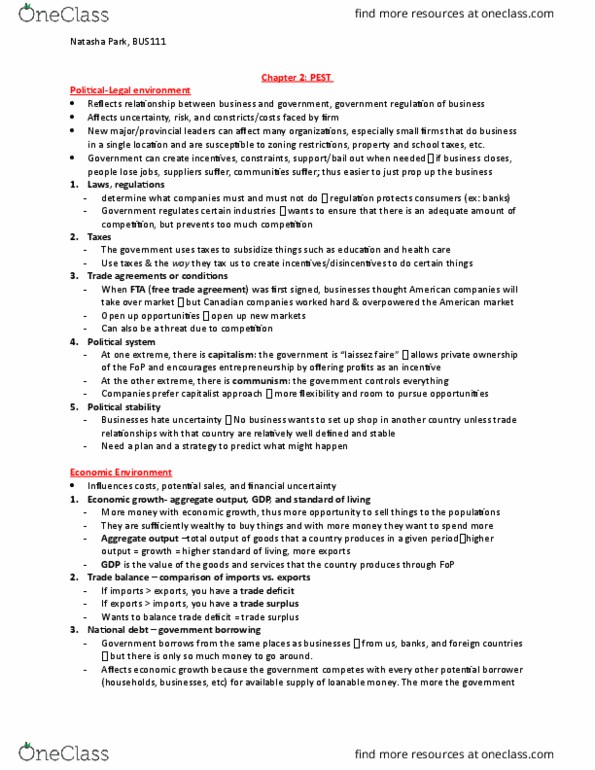 BU111 Lecture Notes - Lecture 3: Canadian Dollar, Stakeholder Management, Information Technology thumbnail