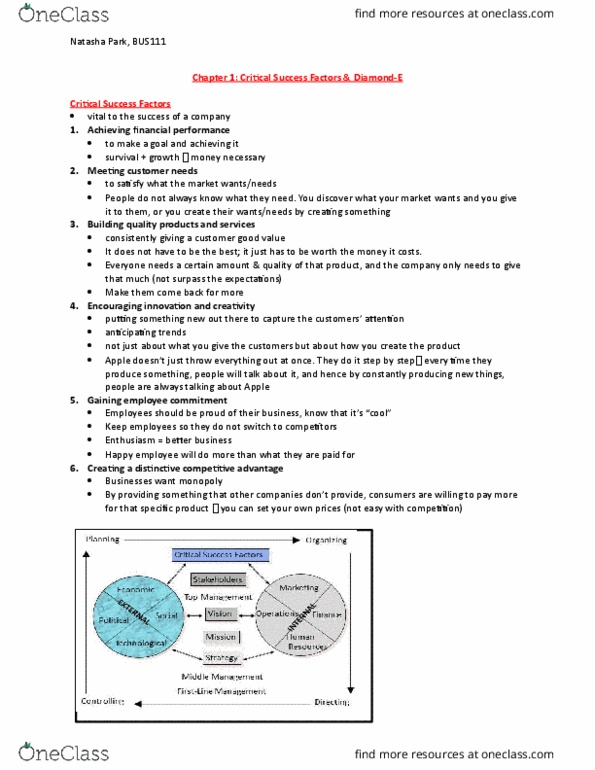 BU111 Lecture Notes - Lecture 1: Swot Analysis thumbnail