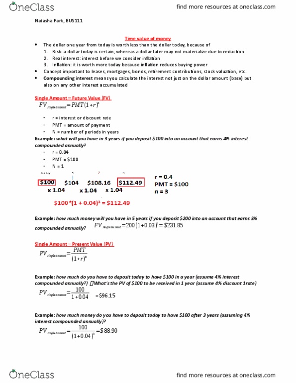 BU111 Lecture Notes - Lecture 5: Formula 1000, Effective Interest Rate, Stock Valuation thumbnail