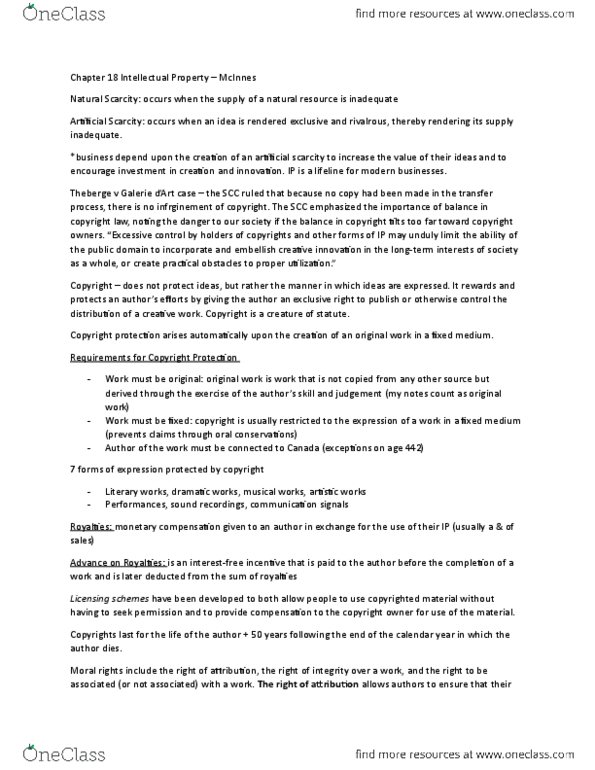 LAW 601 Lecture Notes - Lecture 1: Canadian Dental Association, Paris Convention For The Protection Of Industrial Property, Putting-Out System thumbnail