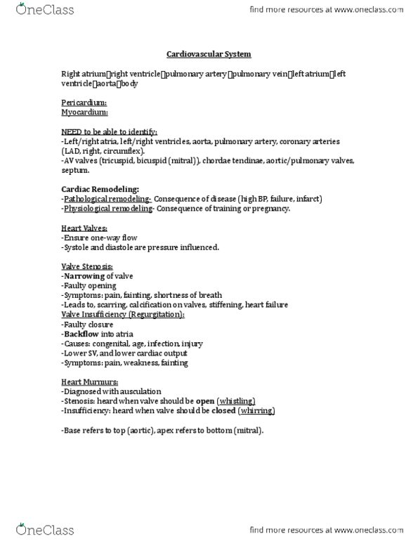 KNES 323 Lecture Notes - Lecture 5: Tachypnea, Pulmonary Hypertension, Cardiomyopathy thumbnail