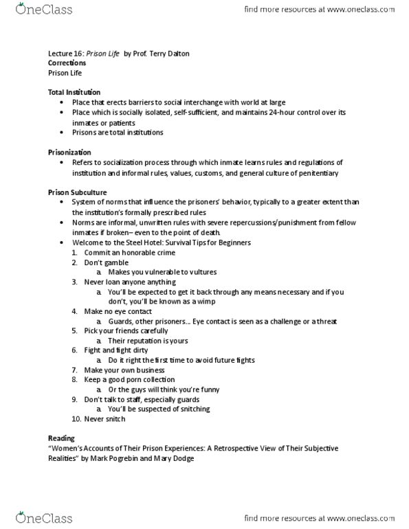 CRM/LAW C7 Lecture Notes - Lecture 16: Morale, Eye Contact, Balance Theory thumbnail