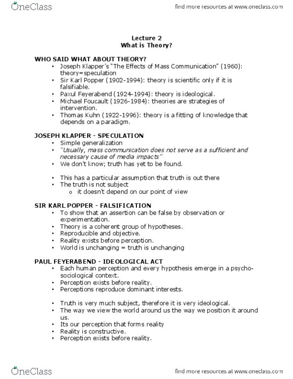 CMN 3109 Lecture Notes - Lecture 2: Antonio Gramsci, Manufacturing Consent, Cybernetics thumbnail