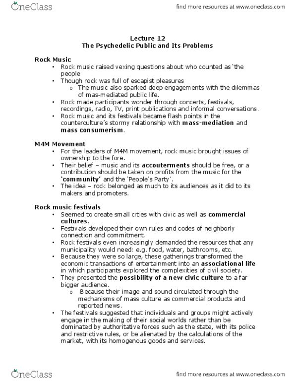 CMN 3109 Lecture Notes - Lecture 12: Grateful Dead, Lightning, Rock Scully thumbnail