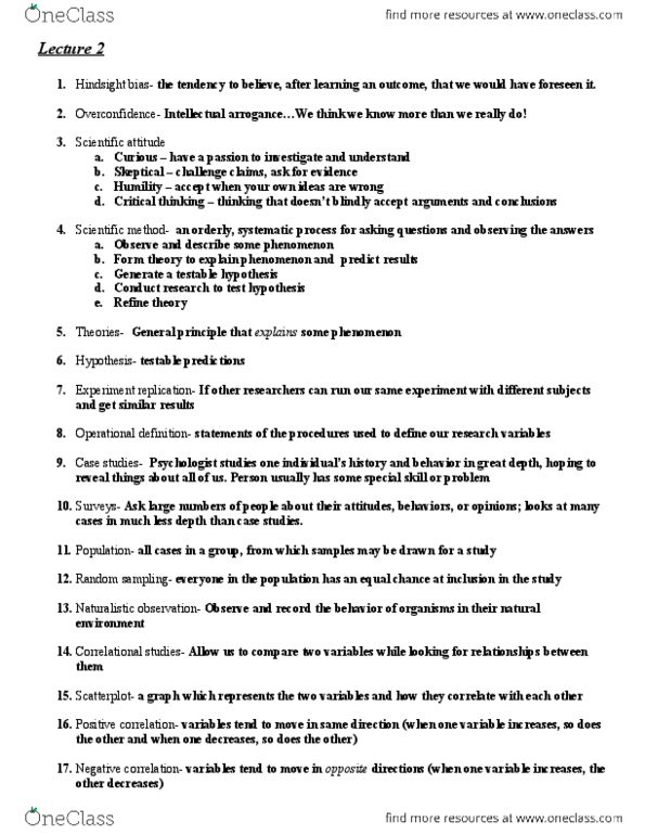 PSYCH 7A Lecture Notes - Lecture 2: Standard Deviation, Central Tendency, Statistical Inference thumbnail