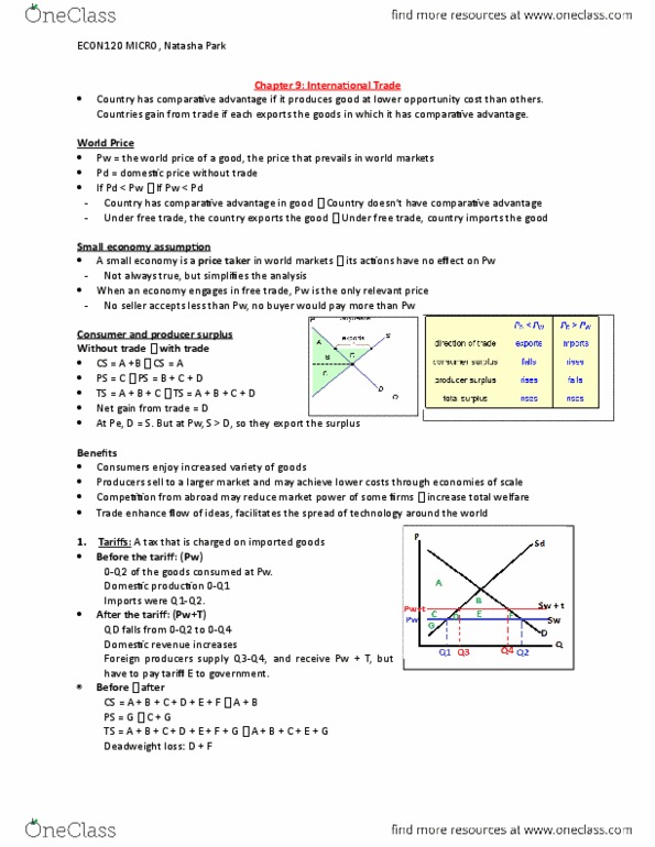 EC120 Lecture Notes - Lecture 9: North American Free Trade Agreement, Deadweight Loss, Economic Surplus thumbnail