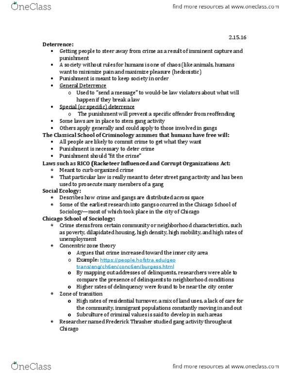 CCJS 454 Lecture Notes - Lecture 3: Reinforcement, Consumerism, Concentric Zone Model thumbnail