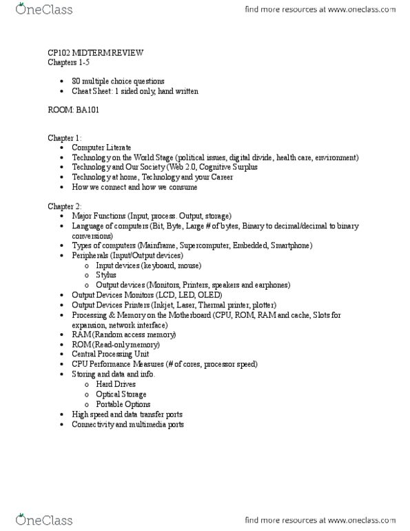 CP102 Lecture Notes - Lecture 12: Personal Information Manager, Metasearch Engine, Desktop Publishing thumbnail
