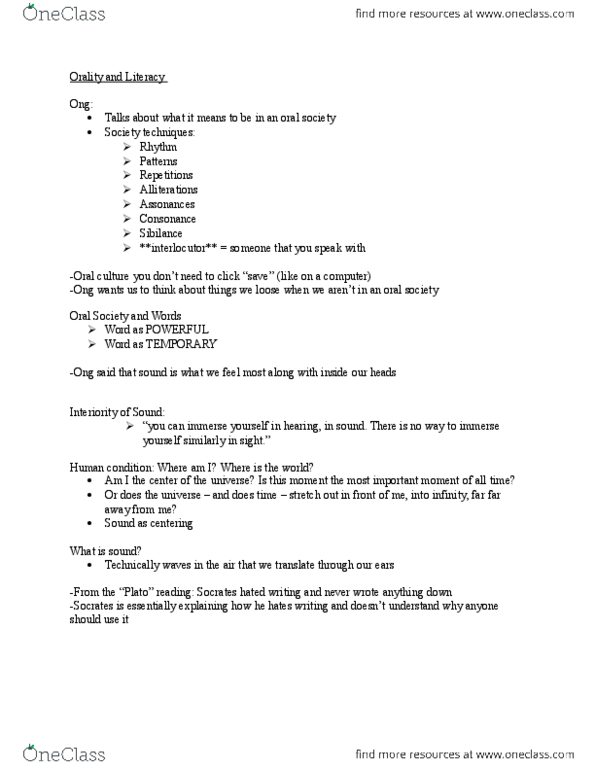 CS100 Lecture Notes - Lecture 5: Mathematical Notation, Oral Tradition, Orality thumbnail